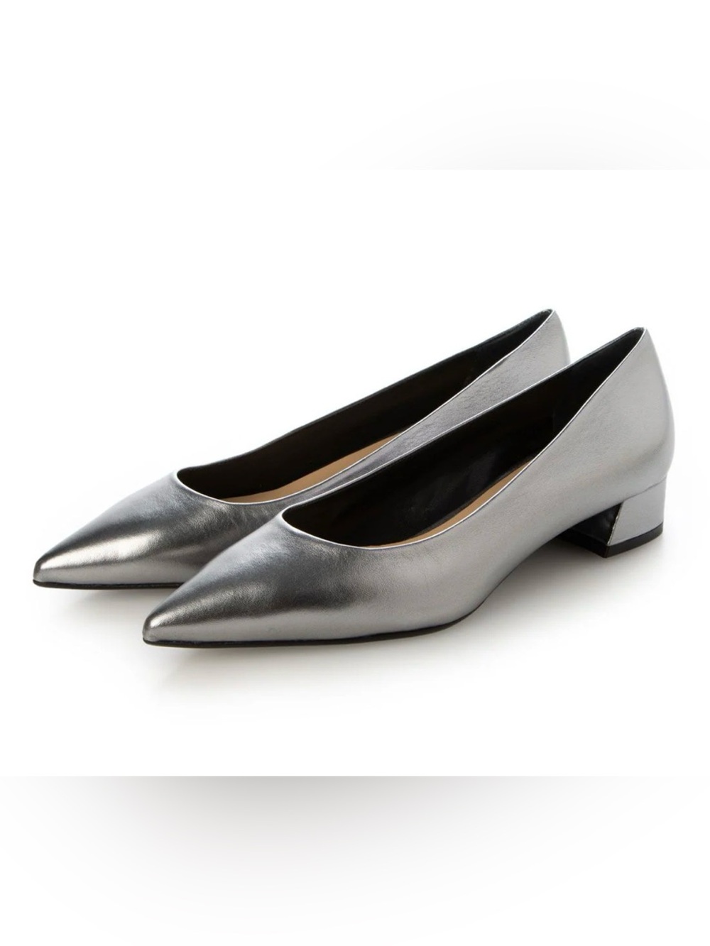Fabio Rusconi Pointed Toe Metallic Silver Flats
